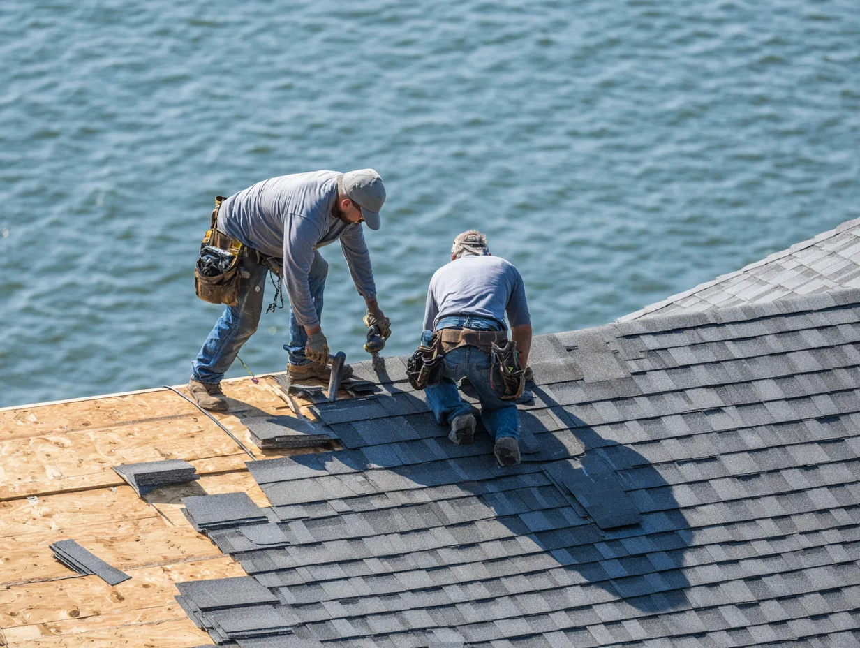 Professional roof replacement team